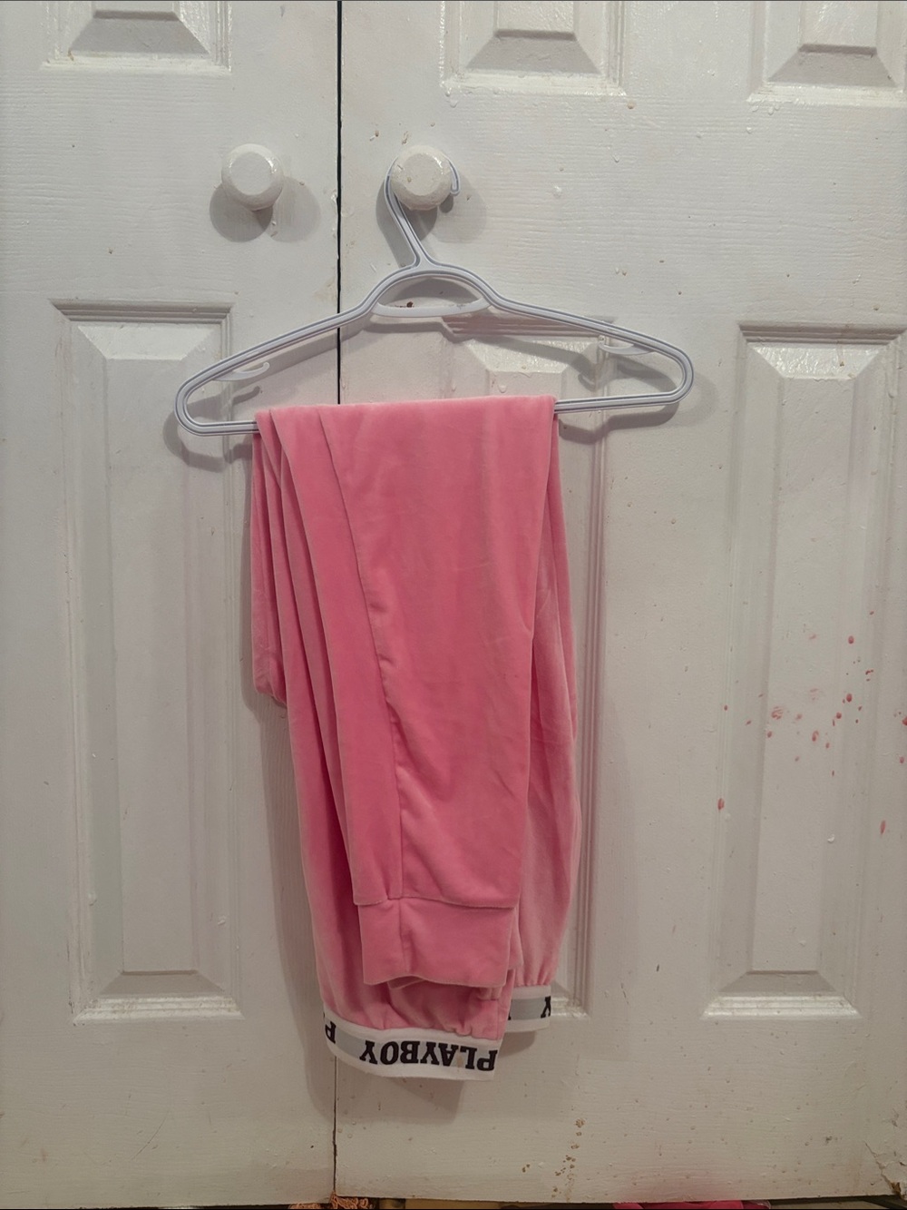 PLAYBOY Pink Velour Cropped Hoodie with Rhinestone Script - Picture 4 of 6